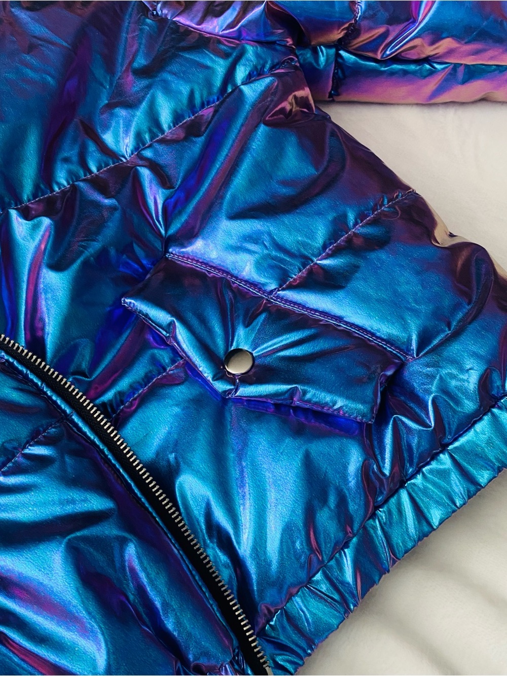 NWT Forever 21 Metallic Puffer Jacket - Picture 7 of 9